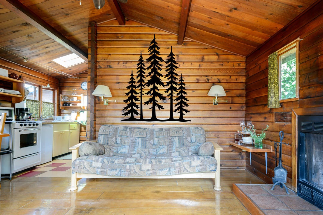 Metal Pine Tree Wall Art | Rustic Cabin Decor Silhouette - Etsy