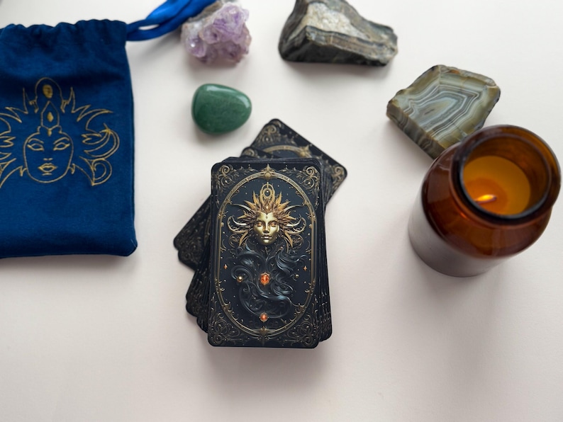 Mystic Tarot Deck With Velvet Pouch – Dark Fantasy Oracle Cards for ...