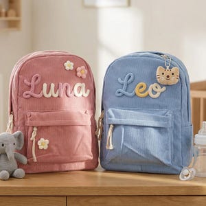 Personalized Corduroy Kids Backpack, Custom Embroidered Name, Toddler Preschool Nursery, Back to School Gift