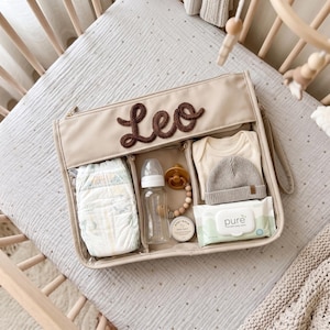 Sac à langer personnalisé, sac de rangement pour bébé sur mesure, organisateur de chambre d'enfant brodé avec le nom du bébé, sac de voyage pour nouveau-né, cadeau de naissance