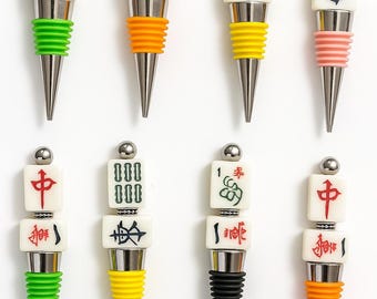 Mahjong Tile Wine Bottle Stopper: Handcrafted Gift for Mahjong Player