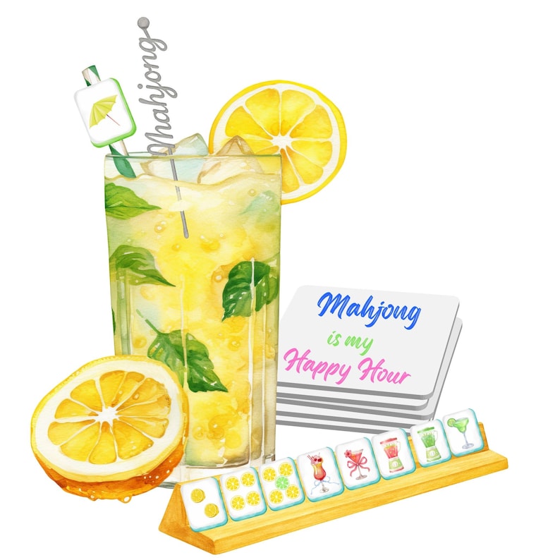 Cocktail Mahjong Mat: Fun Mahjong Mat - Happy Hour Design! Can be personalized! zdjęcie 7