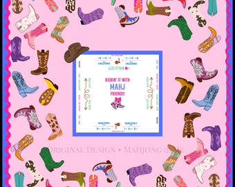 Cowboy Boot Mahjong Tablecloth: Western Game Night Decor