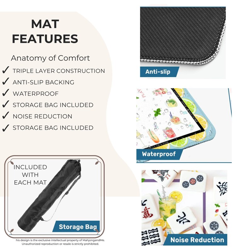 Cocktail Mahjong Mat: Fun Mahjong Mat - Happy Hour Design! Can be personalized! zdjęcie 4