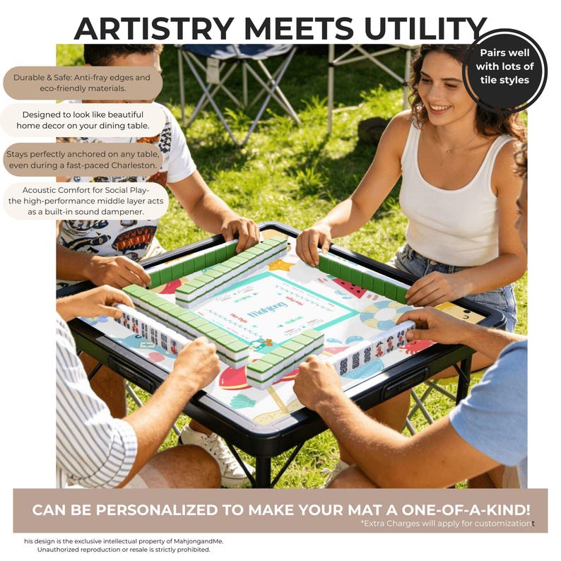 Beach Themed Mahjong Mat -can be personalized and it's waterproof! image 6
