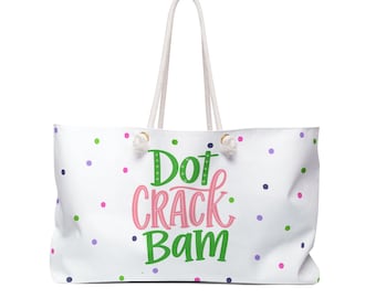 Mahjong Tote Bag . Pink and Green Dot Crack Bam Mahjong Beach Bag |  Mahjong Gift |Mahjong Tile and Rack Bag