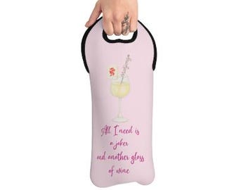 Mahjong Wine Bottle Tote Bag: Funny Gift for Wine Lovers.   Neoprene Wine Bag