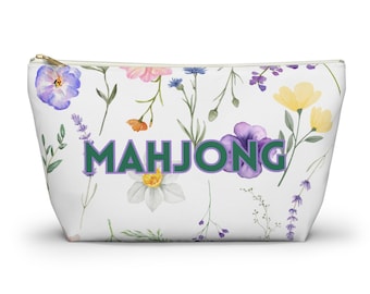 Floral Mahjong Tile Bag: Zubehörtasche mit Reißverschluss