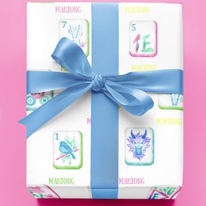 Mahjong Gift Wrap: Tile Design, Party Favor Wrap (Satin or Matte)