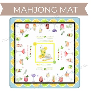 Cocktail Mahjong Mat: Fun Mahjong Mat - Happy Hour Design! Can be personalized!