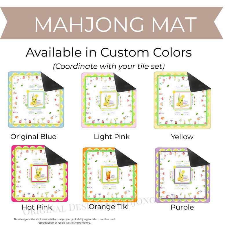 Cocktail Mahjong Mat: Fun Mahjong Mat - Happy Hour Design! Can be personalized! zdjęcie 6