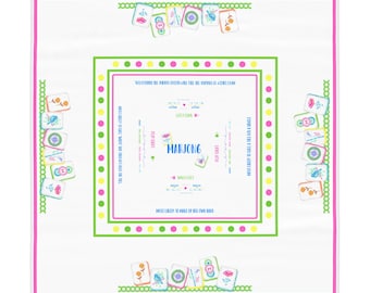 Funny Mahjong Tablecloth: Personalized Mahjong Rules , Humorous Sayings.