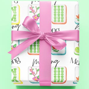 Mahjong Gift Wrap Papers , Mahjong Wrapping Paper, Chinese Tile Game Wrap, Unique Gift Wrap, Mahjong Themed Decor