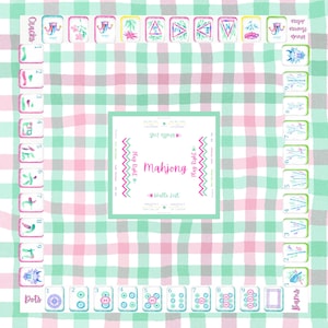 Pastel Mahjong Tablecloth. Fun Mahjong Mat with Charleston Instructions |mahjong_mat. Personalized Mahjong Tablecloth