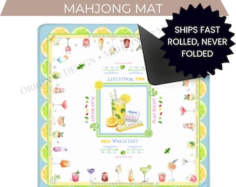 Cocktail Mahjong Mat.. Fun Mahjong Mat - Happy Hour Design!   Smooth Neoprene Mahjong Mat  Includes Charleston Instructions | Ships Rolled