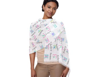 Mahjongsjaal: lichtgewicht polyester omslagdoek voor dames