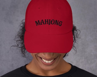 Embroidered Mahjong Hat: Cotton Twill Cap, Mahjong Lover Gift