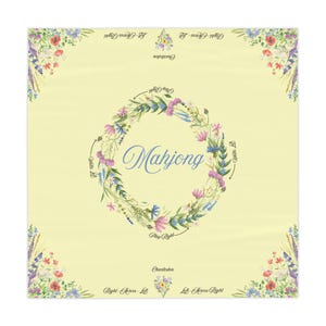 Floral Mahjong Tablecloth Fun Mahjong Mat with Charleston Instructions |mahjong_mat. Personalized Mahjong Tablecloth