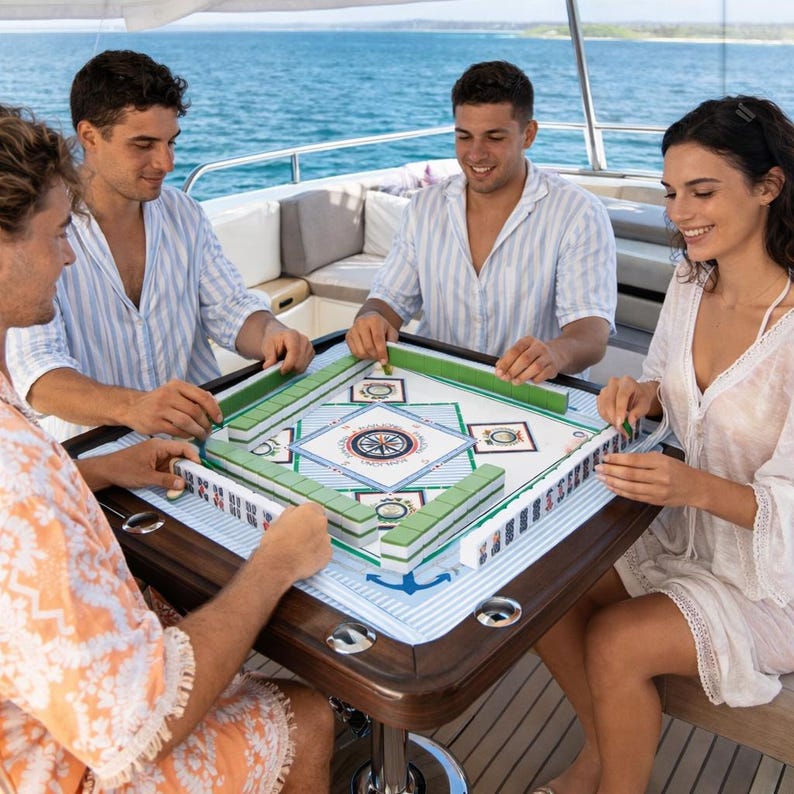 Personalized Nautical themed Mahjong Mat -- for boating, Mahjong at the lake or beach houses. image 8