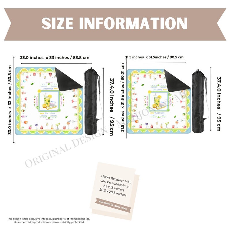 Cocktail Mahjong Mat: Fun Mahjong Mat - Happy Hour Design! Can be personalized! zdjęcie 3