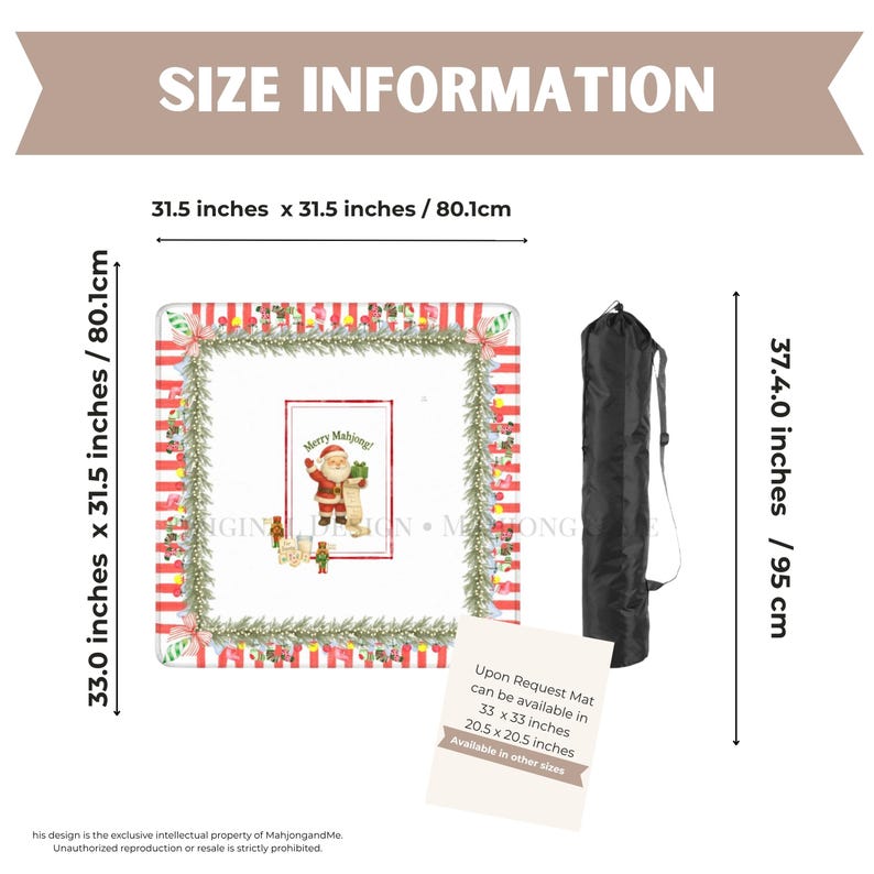 Christmas Mahjong Mat. Merry Mahjong Holiday Mat image 2
