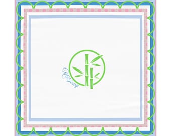 Mahjong Tablecloth: Modern Tile Game Mat, Bamboo Design, 55x55