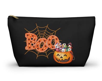 Personalized Halloween Mahjong Tile Pouch: Boo Pumpkin Candy Design. 3 Spooky Options