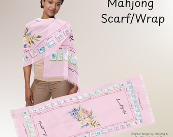 Mahjong Tile Scarf: Lightweight Polyester Wrap