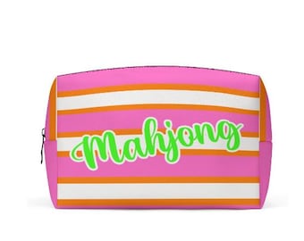 PU-Leder Mahjong Tile Bag: Wasserdichte Zip-Top-Reisetasche