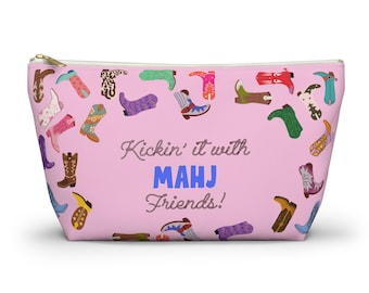 Bolsa de fichas de mahjong occidental: bolsa de bota de vaquero rosa