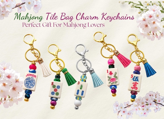 Mahjong Tile Keychain Gift for Player, Mahjong Bag Charm Accessory. Gift for Mahjong Lovers!