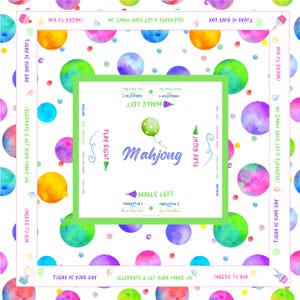 Celebration Mahjong Tablecloth.Personalized Mahjong Mat. Fun Mahjong Mat with Charleston Instructions |Mahjong Tablecloth. Birthday Mahjong.