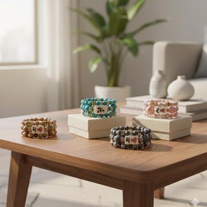 Mahjong Beaded Bracelet Set – Stack of 3 Stretch Bracelets. Multiple colors. Great Mahjong jewelry gift! image 19
