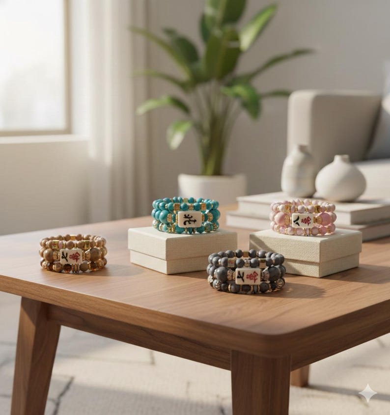Mahjong Beaded Bracelet Set – Stack of 3 Stretch Bracelets. Multiple colors. Great Mahjong jewelry gift! image 19