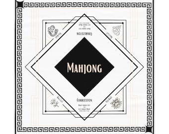Modern Black and White Mahjong Tablecloth: Charleston Instruction optional