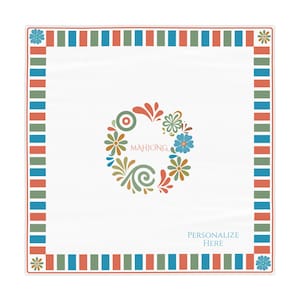 Modern Boho Mahjong Tablecloth: Desert Tile Design, 55x55 Game Table Cover