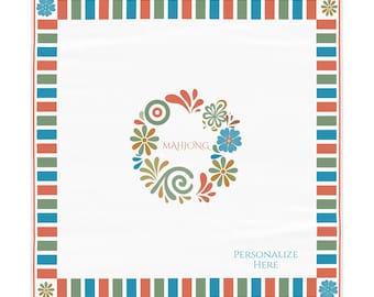 Modern Boho Mahjong Tablecloth: Desert Tile Design, 55x55 Game Table Cover