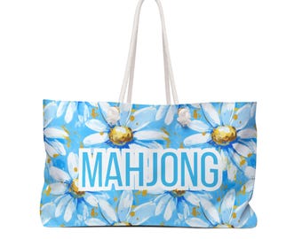 Floral Mahjong Tote Bag: Large Game Tile & Rack Carrier