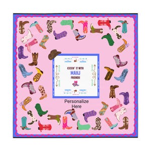 Mahjong Tablecloth Kickin' It with Mahj Friends! Cowboy Boot Mahjong Mat, Country Mahjong Gift,  Mahjong Mat with Charleston Instructions