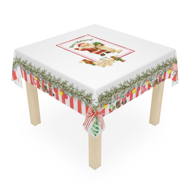 Christmas Mahjong Tablecloth: Santa, Nutcrackers & Peppermint Stripes image 5