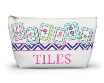 Mahjong Tile Pouch: Travel Zipper Bag, Game Night Organizer
