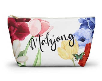 Floral Mahjong Tile Pouch: Game Night Accessories