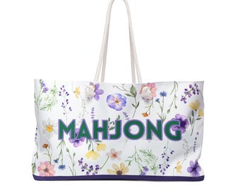 Floral Mahjong Tote Bag | Personalized Tile & Rack Carrier