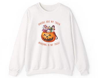 Lustiges Halloween Mahjong Sweatshirt: Jokers Trick, Mahjong Treat.