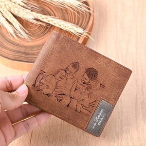Cartera con foto personalizada para hombre, carteras de cuero grabadas, carteras con foto, regalos de aniversario y cumpleaños, regalos conmemorativos.