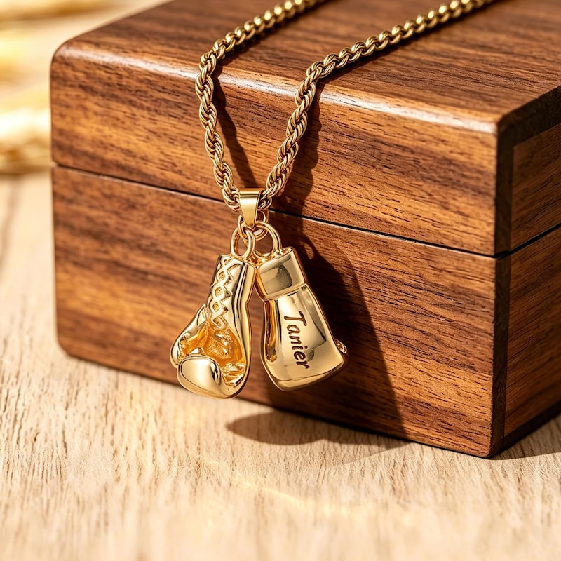 Pdh Sign Boxing Glove Gold Necklace - Etsy