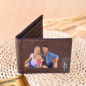 Carteiras com fotos personalizadas para homens, carteiras de couro gravadas para homens, carteiras com fotos, presentes de aniversário para ele, presente de memória, presente para o pai