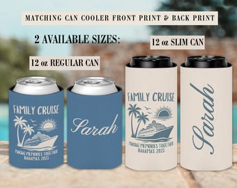 Custom Family Cruise Can Cooler, Custom Drink Holder, Summer Vacation Beverage Sleeve, Cruise Ship Party Favor, Beach Vacation Insulated Can