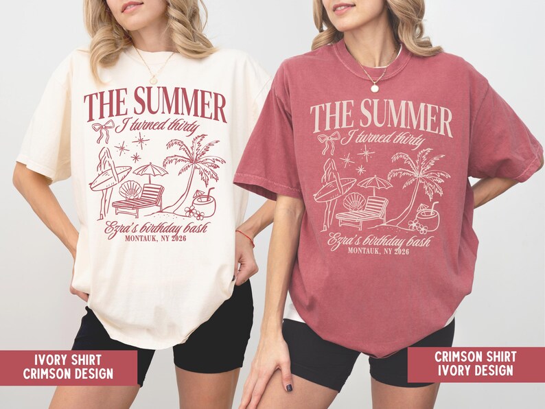 The Summer I Turned Thirty Birthday Shirt 30th Beach Birthday Bash Tee Tropical Girls Trip Outfit Personalized Summer Party