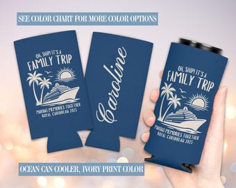 Custom Family Cruise Can Cooler. Family Beach Vacation Trip. Party Cruise Birthday Favors Matching Gifts, Personalized Can Sleeve